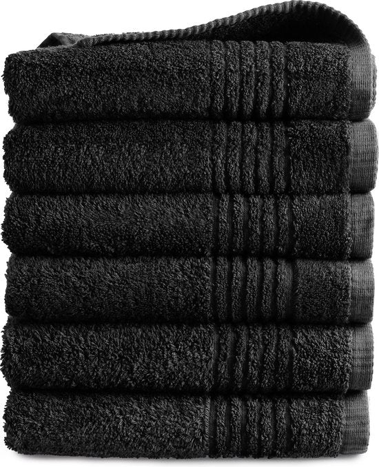 Handdoek Supreme - Egyptisch Katoen 650 GSM - 6 stuks - 50x100 - zwart