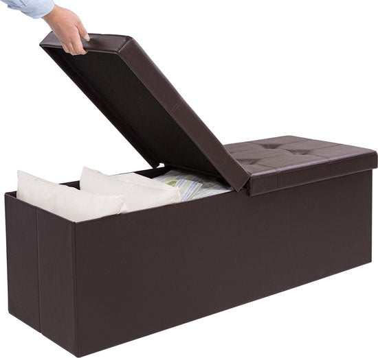 Casaria Zitbank met Opbergruimte - 80x40x40cm 100L Kunstleer – Bruin