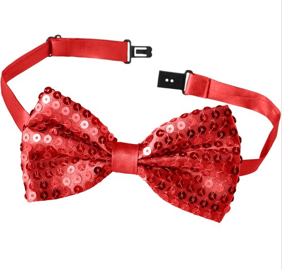 Dressforfun pailletten-vlinderdas - rood - Verkleedkleding carnaval - Halloween -Verkleden - Feestkleding - Carnavalskleding - Feest - Partykleding