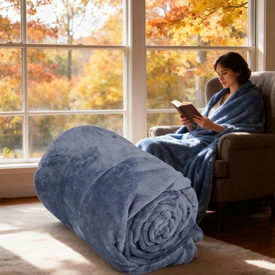Arti Casa Fleece Deken 150 x 200 cm - Plaid Deken voor op de Bank, Bed of Buiten - Woondecoratie Woonkamer en Slaapkamer - Super Zacht Materiaal - Blauw