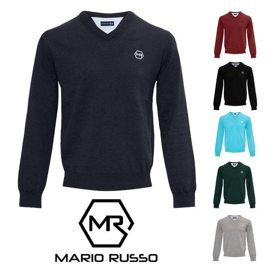 Mario Russo Pullover - Zwart - Maat XXL - Italiaanse Schnit - 85% Katoen Pullover