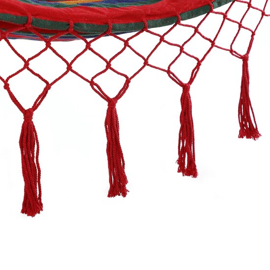 Detex Hangmat 320x150cm met franjes - rood/meerkleurig