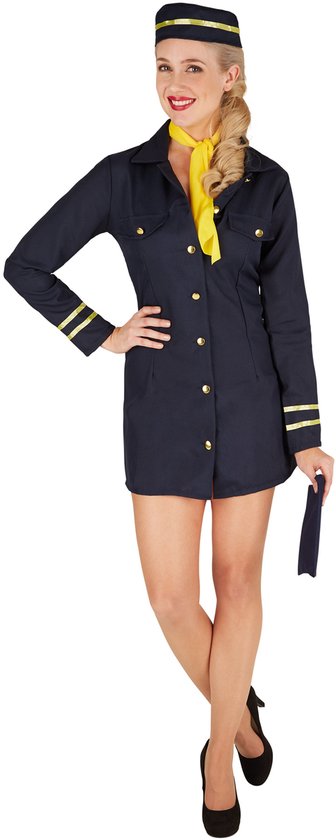 Dressforfun Stewardess XXL - verkleedkleding kostuum halloween verkleden feestkleding carnavalskleding carnaval feestkledij partykleding - 301413