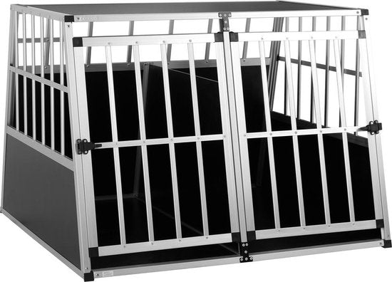 Cadoca Honden Transportbox XXL – Aluminium – 97x90x70cm - Afsluitbaar - Zwart