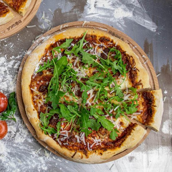 Boska Pizzaplank Amigo L Rond - Borrelplank van Duurzaam Beukenhout - Met opvanggeul - Ø 34 cm