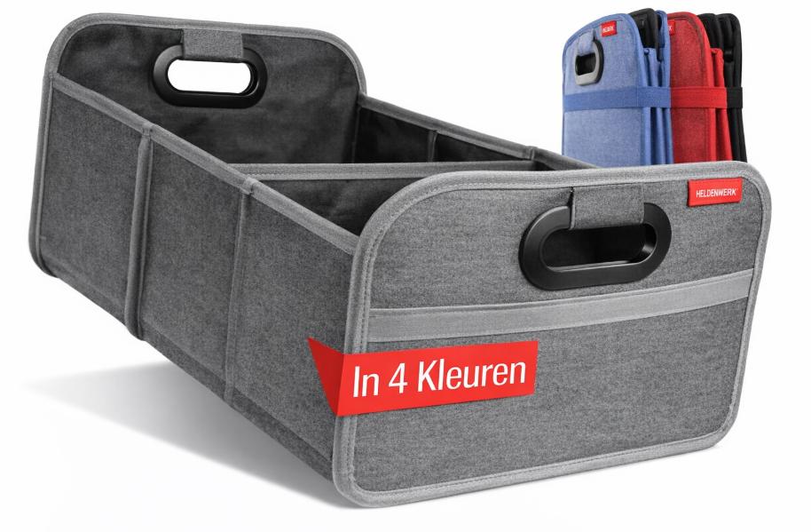 HELDENWERK Opvouwbare kofferbaktas met antislip klittenband - kofferbak organizer, auto vouwbox, boodschappentas - versterkt en stabiel