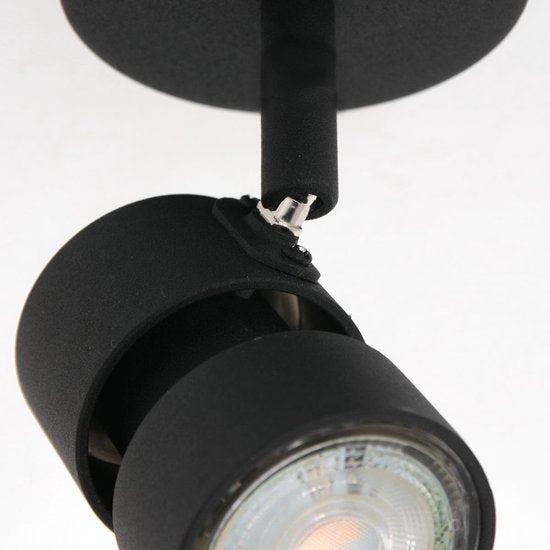 Spot Natasja 7901ZW zwarte 1-lichts spot van metaal met dimbare GU10 lichtbron, modern en draaibaar, geschikt voor binnen gebruik, Steinhauer