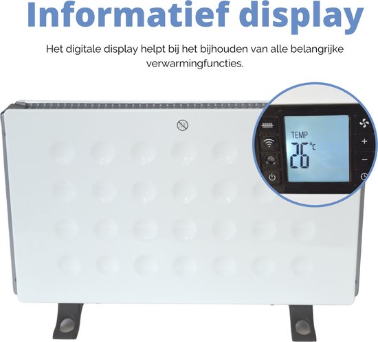 Perel Smart Convectorkachel, voor binnen, drie warmtestanden, 2000 W