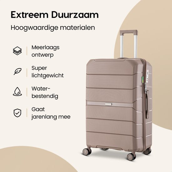 SC Urban Adventurer - Kofferset - 3-delig - Cijferslot - 232L - Spinner wielen - Reiskoffer met Kofferslot - Lichtgewicht - Champagne