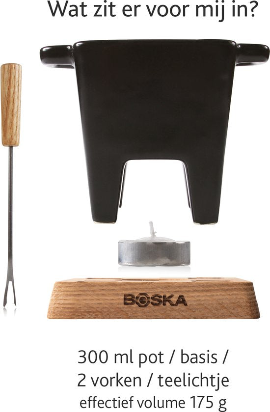 Boska Tapas Fondueset Nero - Fondueset - voor 175 gram Kaas - 300 ml