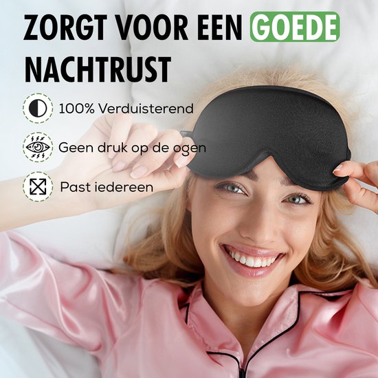 TravelHawk Slaapmasker Zwart - Luxe 3D-slaapmasker Dames Heren 100% lichtblokkerende slaapbril Zijslaper Oogmasker Nachtmasker