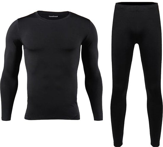 Travelhawk Thermokleding - Thermo Kleding Heren en Dames - Thermo Ondergoed Heren en Dames - Zwart - L