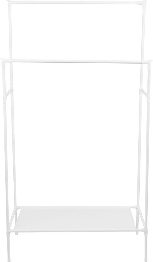 Ceruzo Kledingrek Metaal --Dubbele Stang- 80x43x147 - Wit - Non-Woven Schoenen Plank
