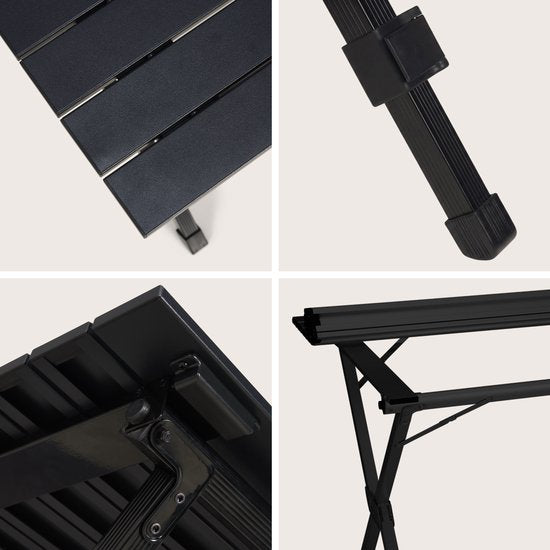 TRVLMORE Campingtafel - 120x70x70cm - Lichtgewicht met Aluminium Frame - Vouwtafel Verstelbaar - Kampeertafel - Klaptafel - Zwart
