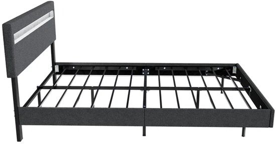 Zwevend bed Lissabon - 140x200cm - Kunstleer - Incl. LED - Donkergrijs