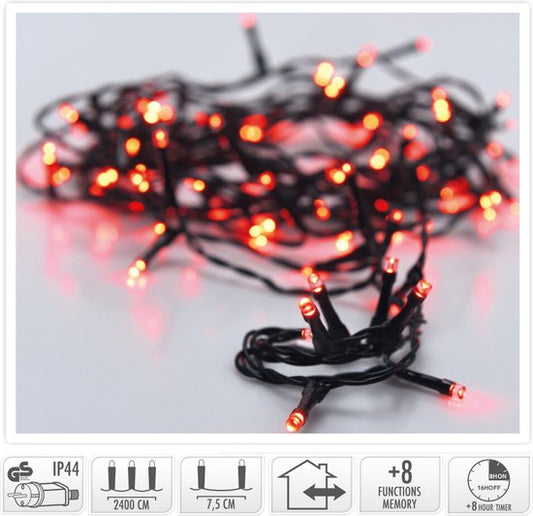 Kerstverlichting 320 led- 24m - rood - Timer - Lichtfuncties - Geheugen - Buiten -Binnen