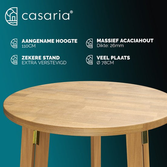 Casaria Statafel \\u2013 Acaciahout Inklapbaar 110cm Hoog \\u2013 Rond \\u00d880 cm