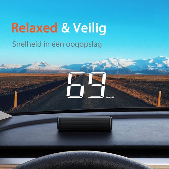 Tech Essentials Automatische - GPS Snelheidsmeter Auto HUD - USB-C - Wit - Head Up Displays - Plug en Play