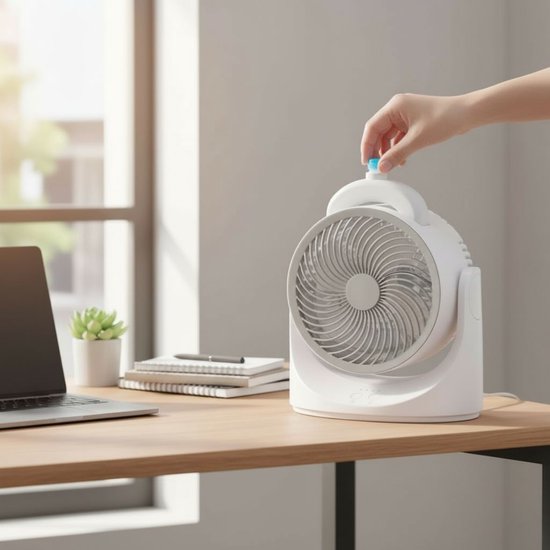 Mini Tafelventilator met Koelelement - Verstelbare Mini Ventilator met 3 Standen - USB Ventilator met LED Licht - 240 ML Koelelement - voor Tafel Bureau Slaapkamer