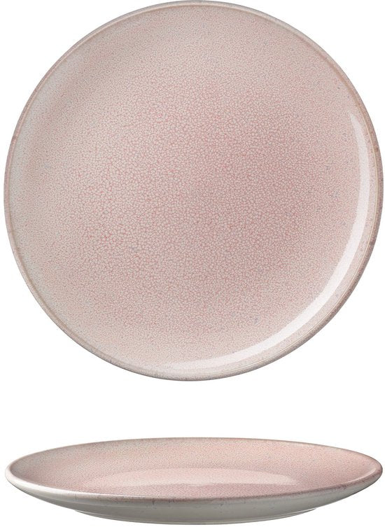 tectake® Serviesset Mare - 30-delig - Aardewerk met Glanzend Glazuur - 6 Persoons - Handgemaakt Servies - Moderne Bordenset met Grote en Kleine Borden, Kommen, Schaaltjes en Kopjes - Vaatwasser- en Magnetronbestendig - Roze