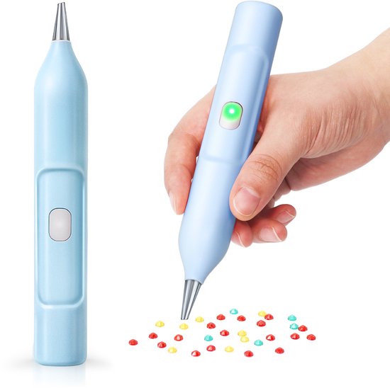 Rubye® – Elektrische Diamond Painting Pen – Met Vacuümtechniek – Oplaadbaar via USB-C – Comfortabel in Gebruik – Voor Ronde en Vierkante Steentjes – Blauw