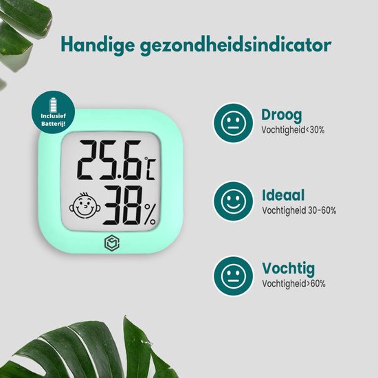 Ease Electronicz Hygrometer - Weerstation - Luchtvochtigheidsmeter - Thermometer Voor Binnen - Incl. Batterij en Plakstrip