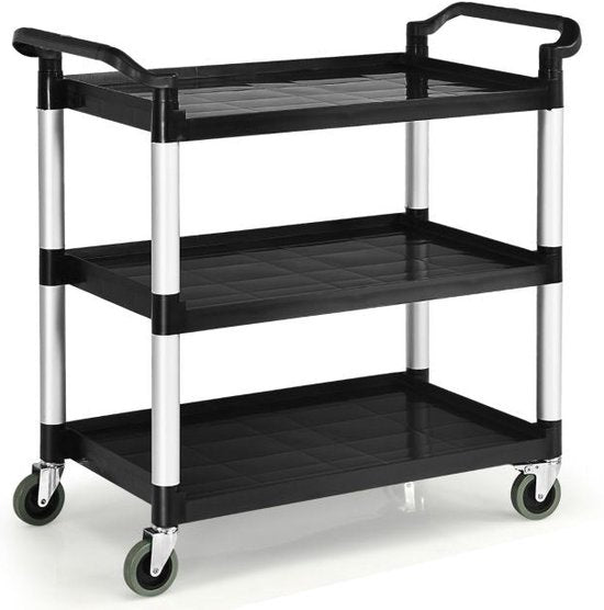 Coast Serveerwagen - 3-Laags - Trolley - Max. 150 kg - Zwart