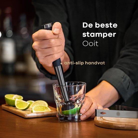 BarDeluxe® Cocktail Set - 12-Delig - Cocktailshaker 750 ml - Roestvrij Staal - Inclusief Luxe Geschenkdoos - Opbergtasje & Receptenboek - Zwart