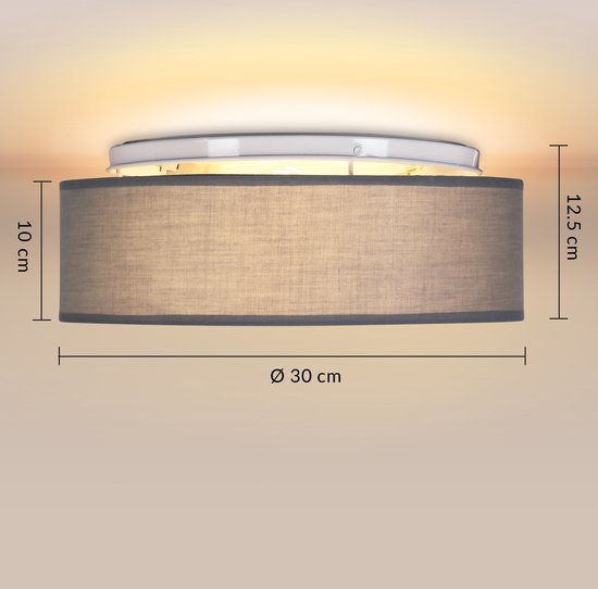 Monzana Plafondlamp - 40W Rond 30cm Fitting E27 - Grijs