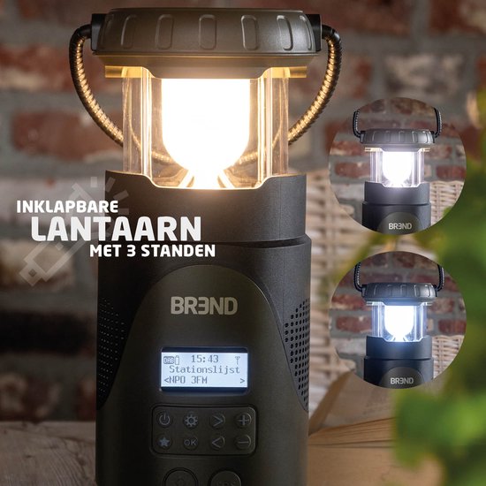 BREND BR-2245 Noodradio met Lantaarn en Afneembare Zaklamp - FM/ DAB+ Radio - Bluetooth - USB-C - Powerbank - Waterdicht - SOS-functie