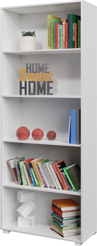 Casaria Boekenkast Vela - 5 Vakken Verstelbaar 190x60x28 cm - Wit
