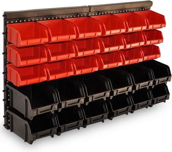 Monzana Wandrek - Stapelboxen 32 delig 64x38cm - Zwart