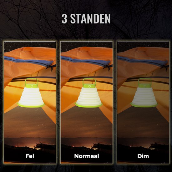 Tech Essentials Solar LED Lantaarn - Opvouwbaar - Groen - Tentlamp - Led Lamp Oplaadbaar - Kamperen - Nood - Storm - Hanglamp - Zonne Energie