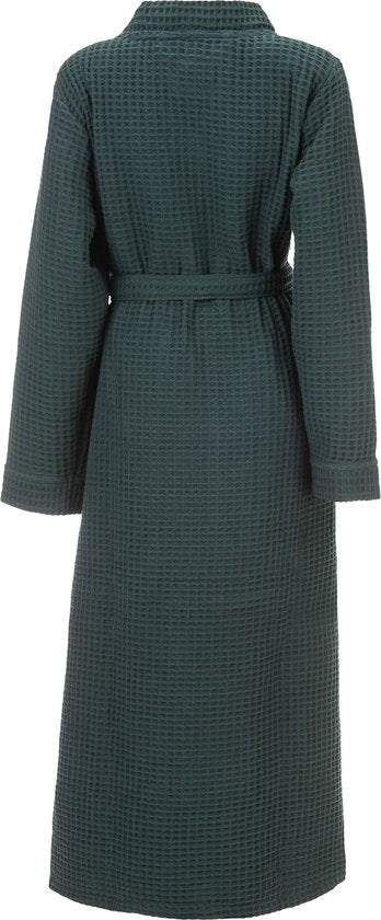 Heckettlane Badjas Wafel - Kamerjas voor Dames en Heren - XL - Ochtendjas van Katoen - Geschikt voor de Sauna - Groen