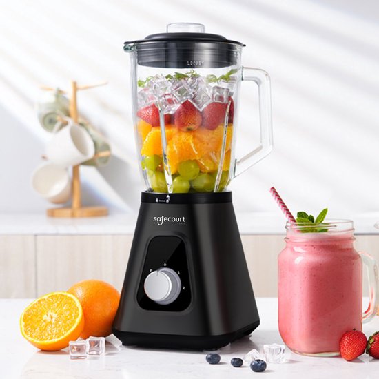 Safecourt Kitchen Blender - Krachtige 1200 Watt Blender met To-Go Beker - 3 Standen - Zwart
