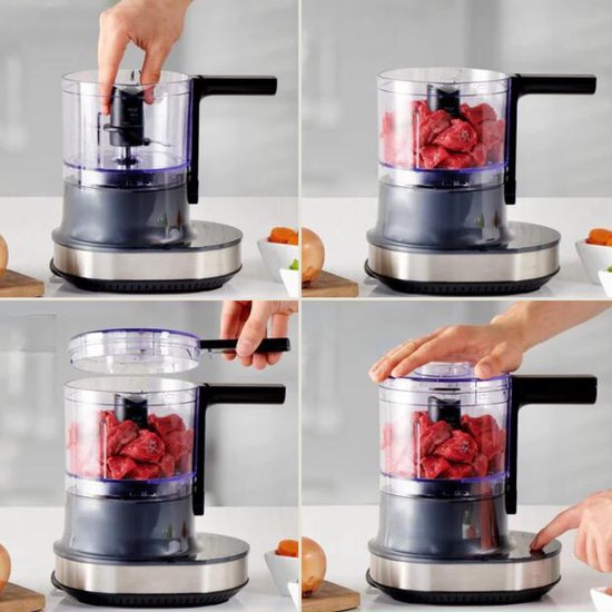 Safecourt Kitchen Hakmolen - Food chopper - Zwevende messen - IJscrusher - 700ml - Zwart/RVS