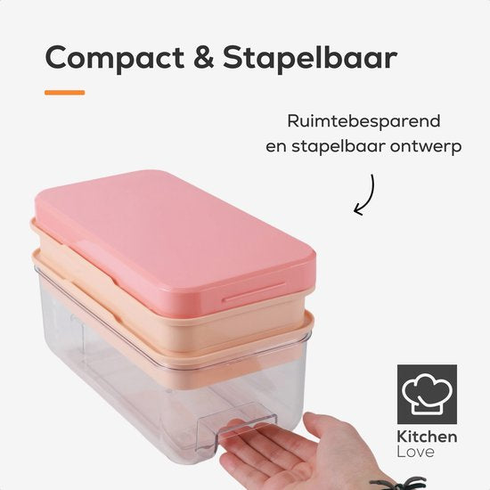 KitchenLove IJsblokjesmaker - IJsblokjesvorm met Deksel & IJsschep - 64 IJsblokjes