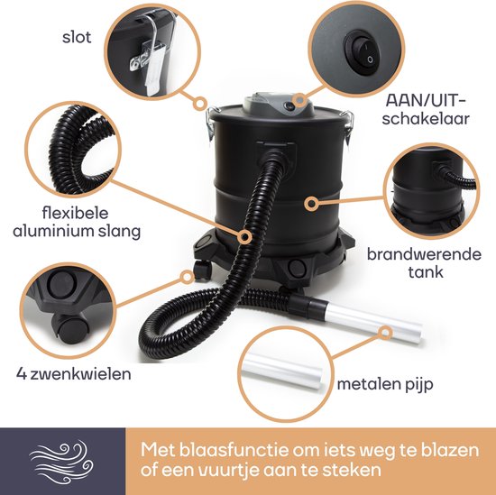 Perel Aszuiger, HEPA-filter, blaasfunctie, 1200 W, 20 l