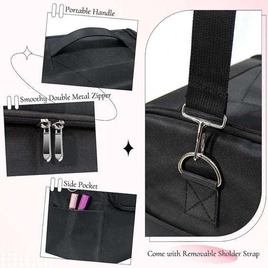 Make-up Organizer Box, Vanity Case, Cosmetische Opbergdoos - Professionele Grote Travel Makeup Artist Tas met Compartimenten - Vrouwen Vanity Beauty Kit Organizer voor Make-up Cosmetica, zwart