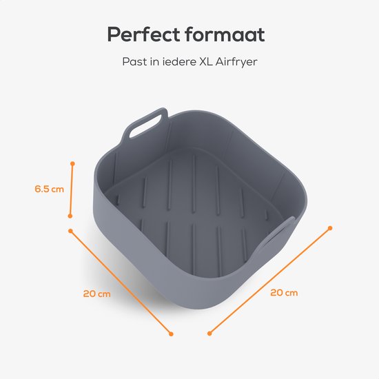 KitchenLove Airfryer Bakjes Siliconen XL - 2 Stuks - Vierkant - Bakpapier Alternatief - Accessoires - BPA Vrij - 20CM