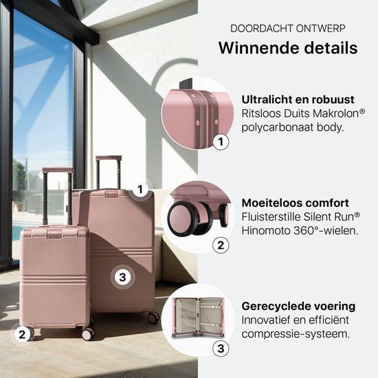 ONYX Hybrid Pro Check-in Koffer Large 100 Liter - Gerecycled Polycarbonaat en Ritsloos Design - Reiskoffer met TSA slot en Spinner wielen - Candy Pink