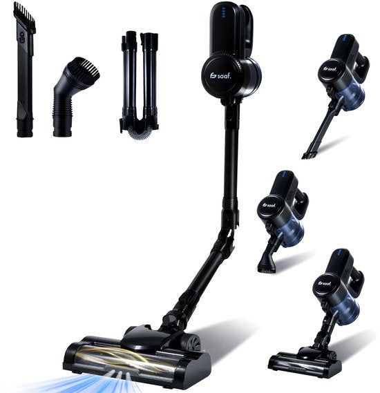 Saaf G80 Steelstofzuiger - 150W - Steelstofzuiger Draadloos - Stofzuiger Zonder Zak - 7-delige set met Buigbare Steel - 22kPa - Kruimeldief - Zwart