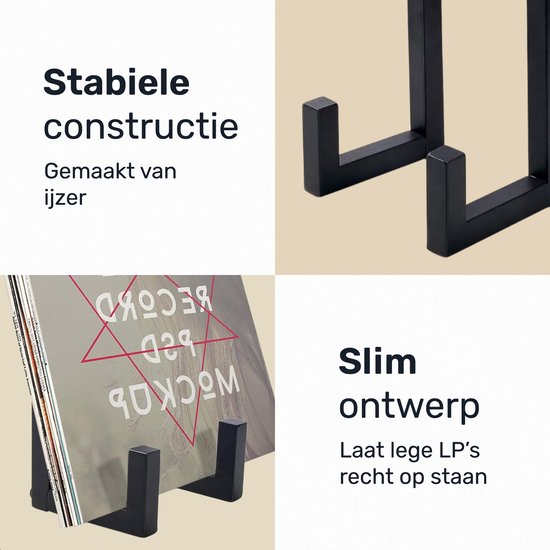 Luft LP houder - Vinyl - Opbergsysteem - Platenrek - Houder - Standaard - Album - IJzer