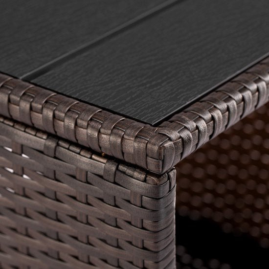 Casaria Polyrattan Bijzettafel - WPC Tafelblad 45x45x40cm – Bruin