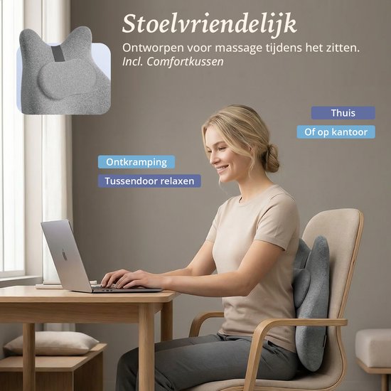 Lifeproducts Massagekussen met Memory Foam - Nekmassage Apparaat - Rug Massageapparaat - Massage voor Nek en Rug - Shiatsu Nek Massage Apparaat met Warmtefunctie
