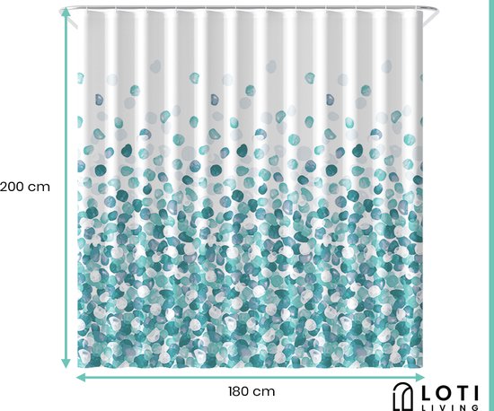 Loti Living Douchegordijn Anti Schimmel – Oceaan - Inclusief ringen – Waterdicht - Polyester - Douchegordijn 180x200 cm