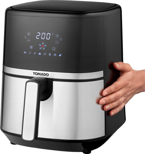 Tomado TAF5401S - Airfryer - 5,4 liter inhoud - Heteluchtfriteuse - Digitaal display - 800 gram friet - Zwart/RVS