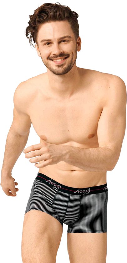 Sloggi Start Hipster heren slips 2-pack – zwart & zwart/wit gestreept – maat 2XL