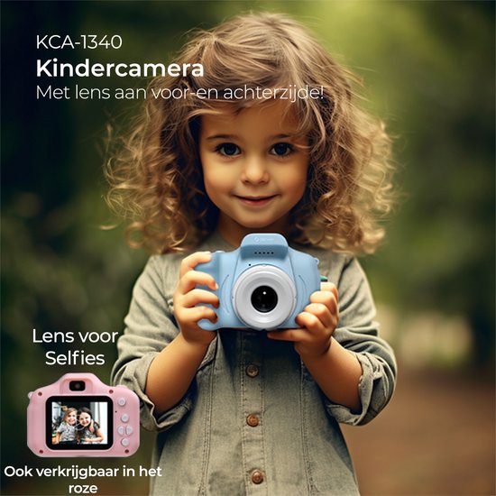 Denver Kindercamera Full HD - Selfie Camera - 40MP - Digitale Camera Kinderen - Foto en Video - Spelletjes - KCA1340 - Blauw