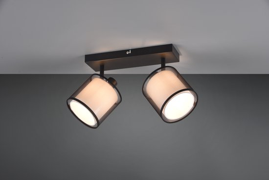 Trio leuchten - LED Plafondspot - Plafondverlichting - E14 Fitting - 2-lichts - Rechthoek - Zwart - Aluminium